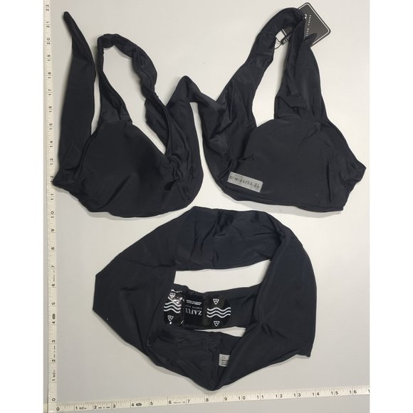 NWT ZAFUL Medium Front tie Tankini Black bikini set - Picture 3 of 7